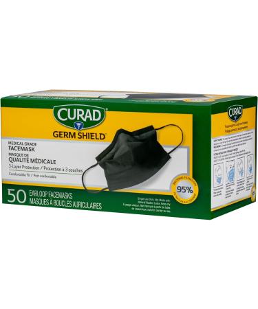 CURAD Black Mask with earloops. 50 masks/box - Buy Online on GoSupps.com