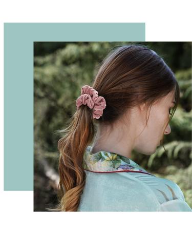 Jaciya Velvet Scrunchies Set - Soft Elastic Hair Bands for Women in Pink, Blush, Mauve & Beige - Buy Online on GoSupps.com