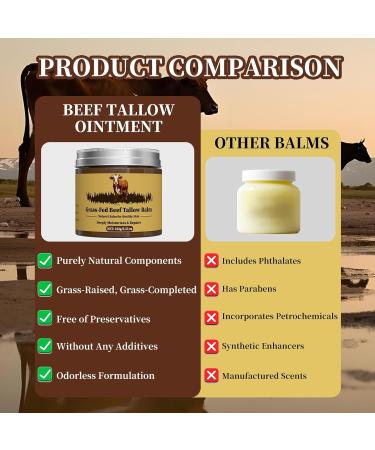 Beef Tallow for Skin Tallow and Honey Balm Facial Moisturizer Cream 100% Organic Grass Fed Whipped Beef Tallow Balm Deeply Moisturizing for Face & Body Suitable For All Skin Types(3.53oz) 3.53 Fl Oz - Buy Online on GoSupps.com