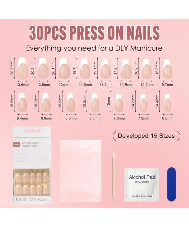 Harvia 30 Pieces Press-On Ballerina French Nails - Coffee & White Artificial Stick-On Nails - Buy Online on GoSupps.com