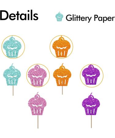 Sweet One Cupcake Toppers Two Sweet Birthday Cupcake Toppers Ice-cream Themed Dessert Picks Baby Girl Birthday Party Decoration - Pink & Purple Glitter - Buy Online on GoSupps.com