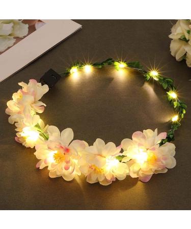 Zoestar LED Flower Crown Headband Light Up Hair Wreath Headbands Bridal Floral Headpiece Festival Garland Headdress for Women and Girls