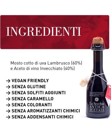 La Secchia - Balsamic vinegar from Modena "Una Stella" aged on oak - bottle of 250 ml with cork dosing cap - Buy Online on GoSupps.com