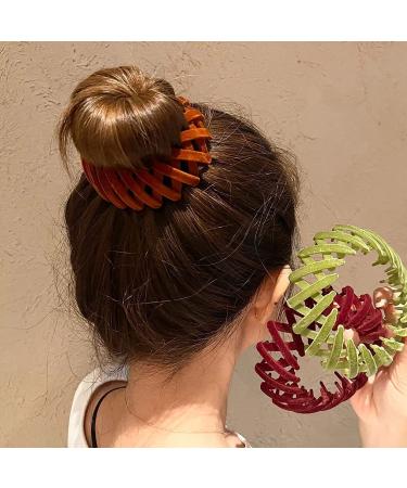 Buy 7pcs Lazy Bird's Nest Hair Clips | Expandable Bun Maker & Velvet Hair Accessories for Women & Girls - International Shipping Available - Buy Online on GoSupps.com