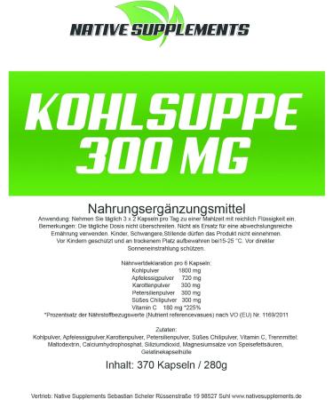 Cabbage Soup Capsules 370 Pieces - Premium 300mg Original Extract with Vitamin C & Parsley - High Dose GMO-Free No Flavors or Dyes - Buy Online on GoSupps.com