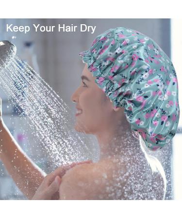Luvruitaky 2PCS Large Reusable Waterproof Satin Shower Cap for Women | X-Large Size with PEVA Drawstring Elastic Band - Perfect for Long Hair - Buy Online on GoSupps.com