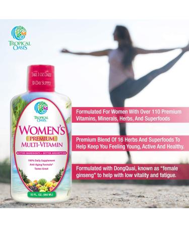 Premium Women's Liquid Multivitamin | Sugar-Free | 100+ Vitamins, Minerals & Herbs | Anti-Aging, Heart, Brain & Bone Health | 98% Absorption Rate | Non-GMO | 32 Servings - Buy Online on GoSupps.com