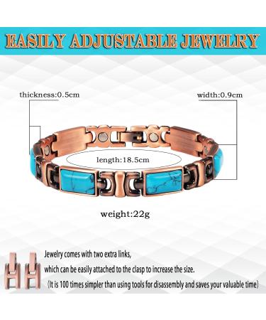 Yinox Women's Magnetic Therapy Copper Bracelet for Arthritis Relief | Stylish Turkish Turquoise | 3500 Gauss Wrist Pain Relief - Buy Online on GoSupps.com