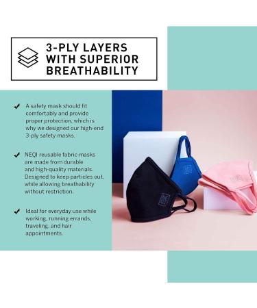 Neqi Community Face Coverings - Reusable Washable Fabric Masks (3-Pack) | Breathable S/M Black Nose & Mouth Cover - Buy Online on GoSupps.com