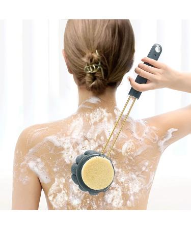LFJ Double-Sided Body Bath Shower Brush with Bristles and Loofah - Blue | Skin Exfoliation Wet/Dry Brushing for Men and Women - Buy Online on GoSupps.com