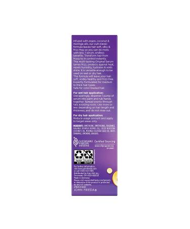 John Frieda Anti Frizz, Frizz Ease Original Hair Serum, Anti-Frizz Heat Protecting, Infused with Silk Protein, 1.69 fl oz - Buy Online on GoSupps.com
