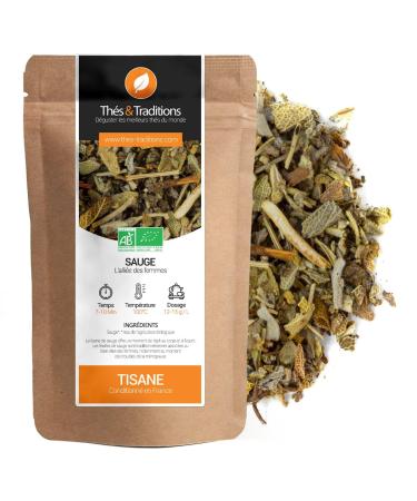 Th s & Traditions Organic Sage Herbal Tea | 100g Bulk Sachet | Certified Organic Farming