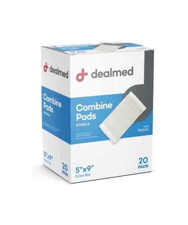 Dealmed Sterile Abdominal (ABD) Combine Pads, 20 Count, 5" x 9" Individually Wrapped Abdominal Pads, Disposable and Latex-Free ABD Pads, Wound Dressing for First Aid Kit and Medical Facilities 5 x 9 (Pack of 1)