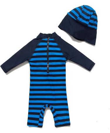 BONVERANO Baby Boys Swimsuit/Sunsuit UPF 50+ Sun Protection with Sun Hat - 3 Months (Grey Whale) - Buy Online on GoSupps.com