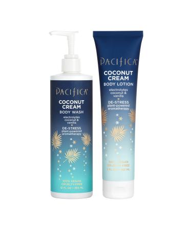 Pacifica Beauty | Coconut Cream Body Wash + Moisturizing Body Lotion | Antioxidants + Hyaluronic Acid | For Soft, Smooth, and Hydrated Skin | De-stressing Aromatherapy | 100% Vegan & Cruelty Free Body Wash + Body Lotion