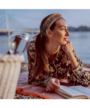 Kavya Wide Boho Headbands for Women - 6 Pack Multicoloured Hair Bands for Yoga & Sports - Buy Online on GoSupps.com