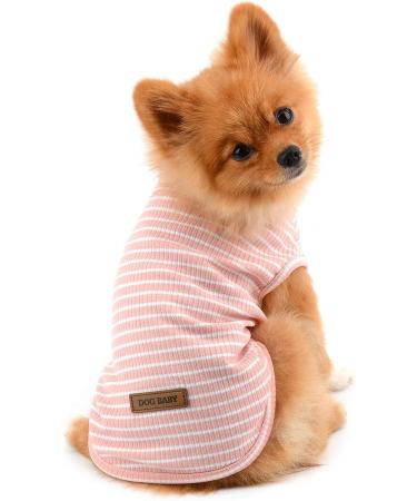 PAIDEFUL Striped Summer Dog T-Shirt Vest | Breathable Cotton Tee for Small Dogs | Pink | Size XXL - Buy Online on GoSupps.com