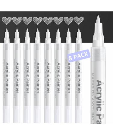 Paint Pens White Marker 6 Pack,0.7mm Acrylic White Permanent Marker,White  Paint Pens for Rock Painting Stone Ceramic Glass Wood Plastic Glass Metal