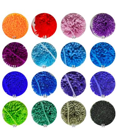 17-32 Colors Latch Hook Kit Colorful Yarn Bundles Cut Rug Yarn DIY Latch Hook Yarn for Handmake Craft Sewing Knitting for Kids Adults (16pcs)