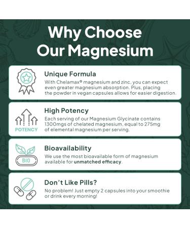 Organics Ocean Pure Magnesium Glycinate with Zinc - Maximum Strength Chelated Magnesium Supplement for Women and Men for Muscle Cramps and Sleep Support - 90 Capsule 90 Count (Pack of 1) - Buy Online on GoSupps.com