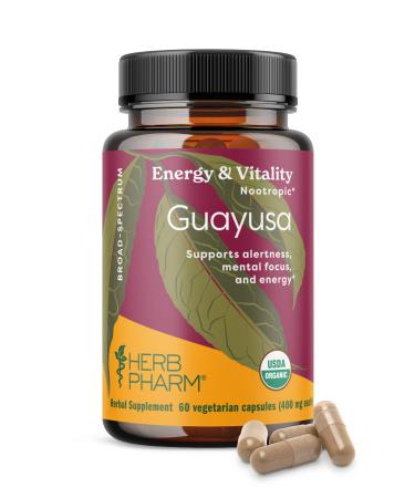 Herb Pharm Guayusa Capsules: USDA Organic Nootropic Brain Supplements for Focus Herbal Nootropic & Energy Support| 60 Vegan Capsules 30 Day Supply*