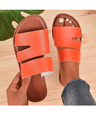 Joberio Women's Flat Summer Sandals - Open Toe Leisure Shoes Size 38 EU Stylish & Comfortable for Outings Swimming & Shopping - Vibrant Orange - Buy Online on GoSupps.com