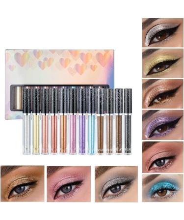  Beliky Girl 12 Colours Liquid Eyeshadow Set Matte Shiny Long Lasting Diamond Glitter Eyeshadow Crystal Diamond Eye Liner Pen - Buy Online on GoSupps.com
