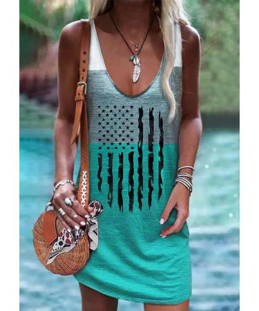CHUNTIANRAN American Flag Mini Dress for Women - Summer V Neck July 4th Dress - Buy Online on GoSupps.com