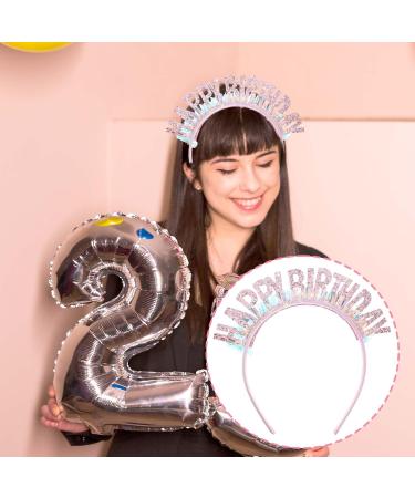 Sibba Birthday Crown Beautiful Headband Glitter Birthday Hairband Shiny Tiara Cute Hair Accessories Happy Birthday Crowns Fit Women Girls Party Take Photos Decorations Gifts (Pink) - Buy Online on GoSupps.com