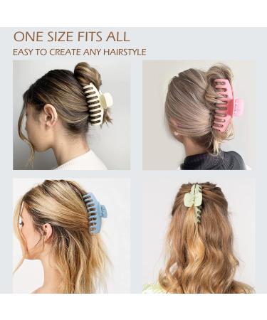 12 Pack Large Flower Hair Claw Clips - Square Matte Strong Hold for Thick & Thin Hair - Cute Hair Clips for Women - Blue Pink Khaki - 3 Styles - Buy Online on GoSupps.com