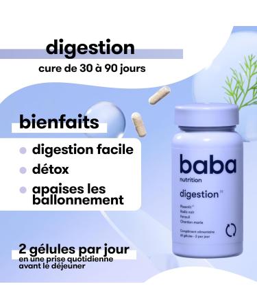 Baba Nutrition Digestion Supplement | 6 Plant Complex to Improve Digestion & Bloating | Black Radish Fennel Milk Thistle Dandelion | 60 Capsules - Buy Online on GoSupps.com