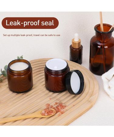 Yishik 4 oz Amber Glass Round Jars with Black Lids 6 Pack Empty Cosmetic Jars Face Cream Storage Containers for Powder Lotion Beauty Products Travel Favors Amber-4oz - Buy Online on GoSupps.com