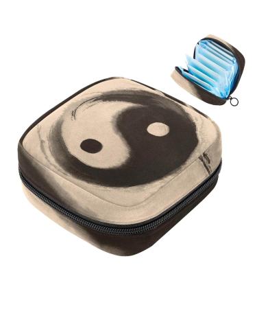 Menstruation pad bag with zipper women's napkin bag tampons collective bags for women and girls (watercolor ying yang)