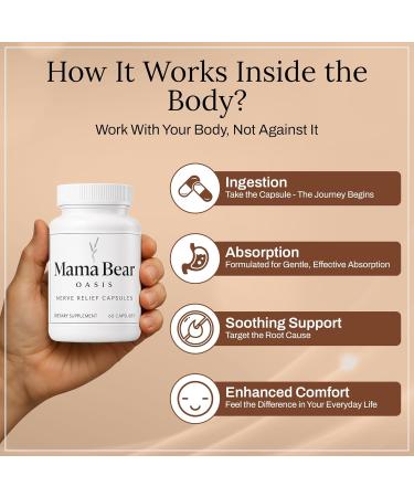 Mama Bear Oasis Nerve Support Capsules for Neuropathy - Advanced Nerve Vitamins & Repair Formula - Mobility Boost & Calm Blend - Regeneration Health Supplements - Neuropathy & Recovery Capsules 60 Ct - Buy Online on GoSupps.com