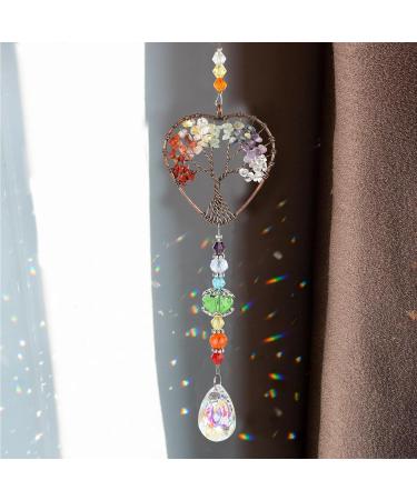 Tree of Life Heart Chakra Quartz Gemstone Suncatcher - Spiritual Gifts for Women - Buy Online on GoSupps.com