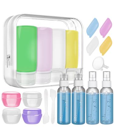 21 Pack Leak Proof Silicone Travel Bottles Set Muslish TSA Approved Containers for Toiletries Travel Size Accessories and Shampoo Conditioner Bottles with Toiletry Bag (BPA Free)