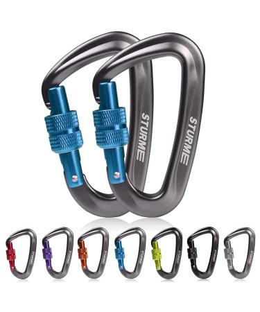 STURME Carabiner Clip 12KN Aluminium Wiregate Lightweight Heavy Duty Large Strong Durable D-Ring Hooks Spring Snap Link Keychain Clips Set for Hammock Improved Design 2022 Blue