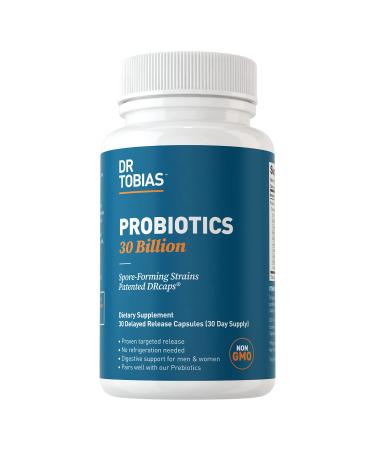 Dr. Tobias Probiotics 30 Billion, 10 Probiotic Strains, Targeted Release Probiotics for Men and Women Supports Digestive Health. 30 Capsules (1 Daily) 30 Count (Pack of 1)