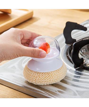 Steel Scrubber for Kitchens Bathroom Handle Stainless Steel Sponge Wire Metal Scrubber Kitchen Dish Scrub Pad Wire Ball Cleaning Ball Dark Green - Buy Online on GoSupps.com