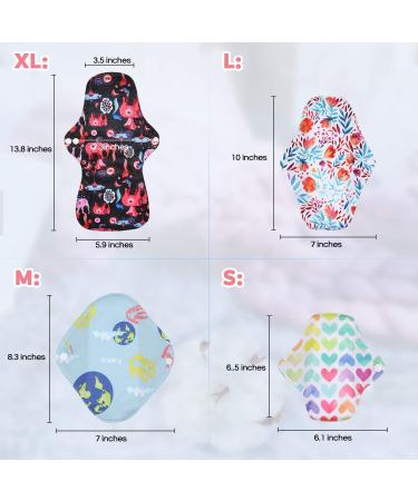 Rovtop 12 Pcs Reusable Sanitary Pads Washable Cloth Menstrual Towels - 4 Sizes with Mini Portable Bag - 13 Piece Set - Buy Online on GoSupps.com