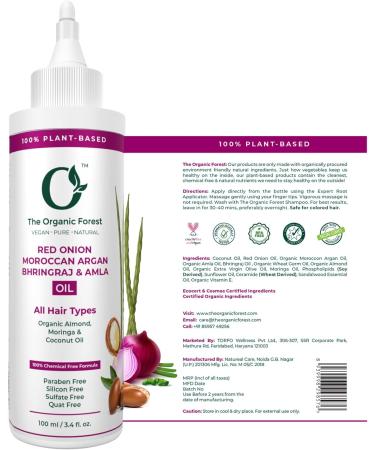 Organic Forest 100% Chemical Free Ayurvedic Hair Oil with Red Onion, Argan, Bhringraj & Amla | Hair Fall and Hair Loss Treatment | Men and Women | 100 ML - Buy Online on GoSupps.com