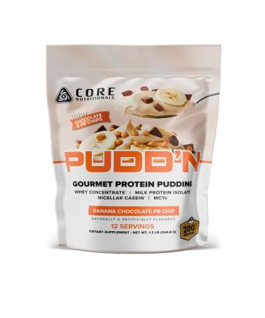 Core Nutritionals Pudd'n Instant Protein Pudding Mix 20G Protein 17 Servings (Banana Chocolate PB Chip 1.5 lb)