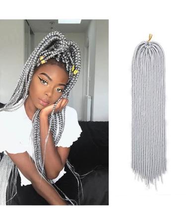 20" One Piece Crochet Faux Locs Braiding Hair Extension Synthetic Hair Braids Soft Heat Resistant For Women - Grey(Weight:100g) 20" Grey