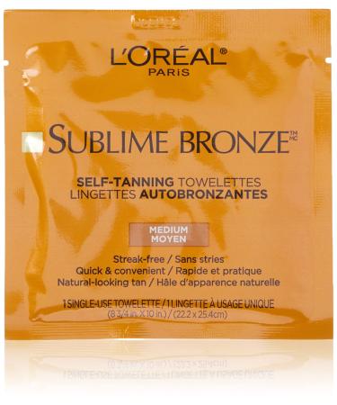 L'Oreal Self Tanner  Sublime Bronze Self-Tanning Towelettes Streak-Free - Medium - 6 ct