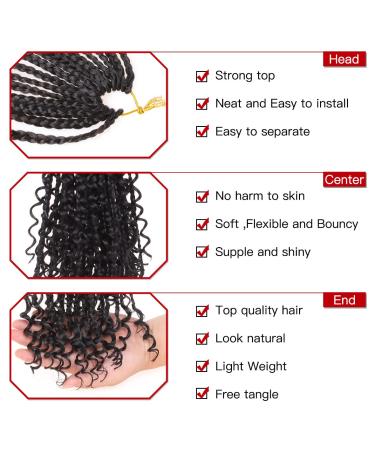 Xtrend 18 Inch Boho Box Braids Crochet Hair - 8 Packs Pre-Looped Synthetic Goddess Locs with Curly Ends | 1B# Hair Extensions for Messy Style - Buy Online on GoSupps.com