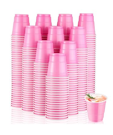 300 Pcs 2 oz Plastic Shot Glasses Disposable 2oz Shot Small Cups 2 oz Mini Party Cups for Drinking Bachelorette Birthday Party Tasting Serving Snacks Samples (Light Pink)