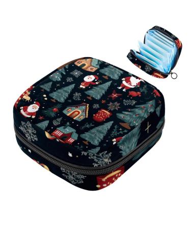 Muoooum Christmas patterns women's bandages storage bags menstrual pad bag portable menstrual cup bag with zipper for teenagers girls women women color 5 1 count (pack