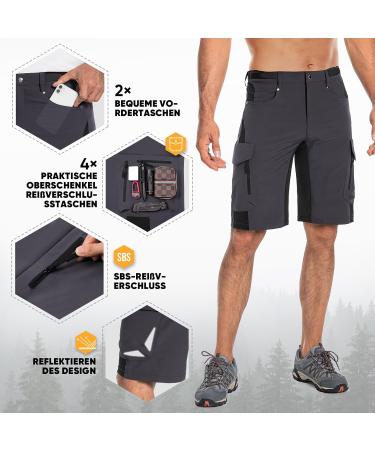 Cycorld Men's Short Trousers - Quick Dry Cargo Shorts for Hiking Trekking & Biking | 6 Pockets Stretch Fabric Dark Gray - Buy Online on GoSupps.com