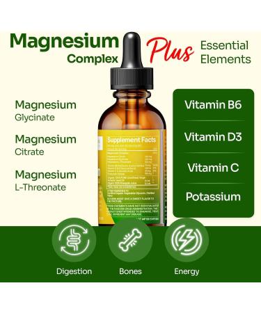 Magnesium Drops - Citrate + Glycinate + L-Threonate - Pineapple Flavor - with B6 D & C - Kid-Friendly Magnesium Liquid Drops 2 fl oz - Buy Online on GoSupps.com