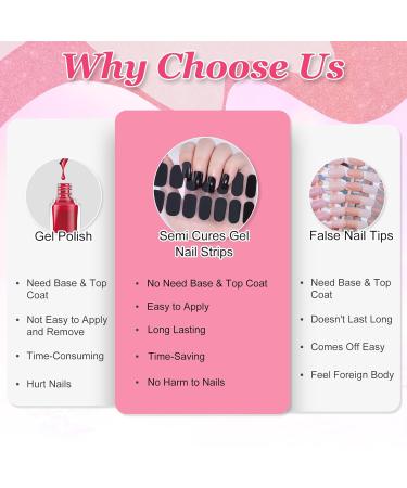 CBOIC 22 Pieces Halved Gel Nail Films - Self-Adhesive Nail Polish Stickers for Women & Girls | UV Hardening Black Nail Foil Decoration - Buy Online on GoSupps.com